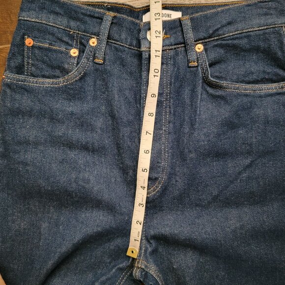 RE/DONE Drainpipe High Rise Jeans Womens 28 Rigid Like Denim Dark Blue - Picture 8 of 9